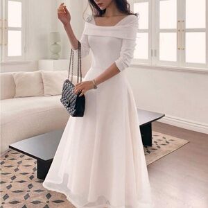 Elegant White Off-Shoulder Dress